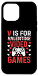 Coque pour iPhone 12 Pro Max V est pour les jeux vidéo, la Saint-Valentin, Funny Gamer, pour hommes et garçons