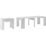 Skraut Home - Table console extensible, Console meuble, 220, Pour 10 personnes, Table à Manger, Style moderne, Blanc