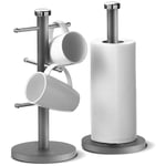 Morphy Richards Roll Holder and Mug Tree Set Stainless Steel, Titanium - 974030