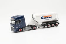 Herpa Maquette Camion DAF XG+ Semi-remorque Greiwing, échelle 1/87, Model Allemand, pièce de Collection, Figurine Plastique