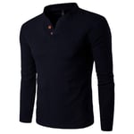 Hommes Casual Chemises à Manches Longues à Manches Longues Plage Top Shirts Homme à Manches Longues Chemise en Coton Chemise de Chemise Down Down Casual T-Shirts Slim Coton Coton Coton Chemise,Noir,L