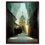 Via Dolorosa Street Pilgrims Heading To The Church Of Holy Sepulchre Art Print Framed Poster Wall Decor 12x16 inch