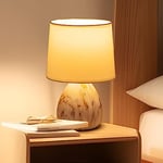 Aigostar Lampe de Table en Céramique, Moderne Lampe de Chevet avec Abat-Jour en Tissu, Douille E14, max.40W, Lampe de Canapé, Veilleuse pour Chambre, Salon, Bureau, Hôtel, Café (sans Ampoule) -H255mm