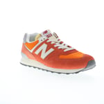 New Balance 574 U574RCB Mens Orange Suede Lace Up Lifestyle Trainers Shoes