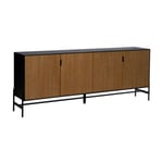 Sideboard ORLEANS Black Natural Iron MDF Wood 204 x 40 x 81,5 cm