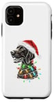 Coque pour iPhone 11 Chapeau de Père Noël allemand à poil court Lumières de Noël Chien Maman Papa