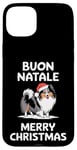 Coque pour iPhone 15 Plus Buon Natale, chien de berger des Shetland, Sheltie, Noël, Italie, Père Noël