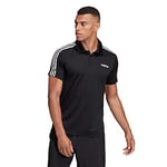 Adidas Men Design 2 Move 3-Stripes Short Sleeve Polo Shirt - Black, Large