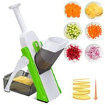 Masthome Mandoline de Cuisine Manuelle, Safety Slicer Multifonction Tous Coupe LéGumes Lame en Acier Inoxydable, Julienne, Cubes, Fcoupe Patate Frite Carotte