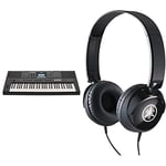 YAMAHA PSR-E473 Portable, Versatile Digital Keyboard with 61 Touch-Sensitive Keys, in Black & HPH-50 Headphones, Wired Musicians Headphones, in Black