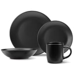 16pc Black Dinner Set, 4 Person Matte Black Dinnerware Set of 16 Pieces