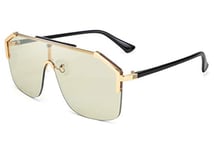 FEISEDY Lunette de Soleil Surdimensionné élégant Une Pièce sans Cadre Plat Haut Chic Lunettes Grandes pour Homme Femme B2634