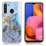 Samsung Marble Galaxy A21 kuoret - Sinertävä kultamarmori Monivärinen