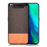 Samsung Berlin Galaxy A80 kuoret - PU-nahka + kangas / kahvi Musta