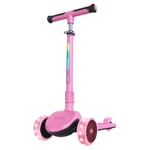 Zinc 3 Wheel Folding Led Shine Scooter for Kids, Light Up Stem with 20 Light Functions, Folding, Non-Slip Grips, Adjustable Handlebar, Pink