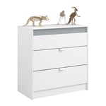 Confortable jeunesse germe 3 tiroirs 78 cm mate et mélamine blanche grise, armoire de chambre à coucher pour les jeunes - Miroytengo