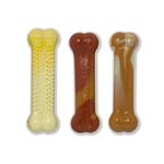 Nylabone Set de 3 Jouet à Mâcher Résistant Dura Varié Plein d'Arômes Maïs/Poulet Barbecue/Glace pour Les Petits Chiens Jusqu'à 11 kg