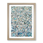 One Thousand Pebbles Painting Modern Framed Wall Art Print, Ready to Hang Picture for Living Room Bedroom Home Office Décor, Oak A3 (34 x 46 cm)