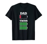 Mens Dad Twins Daddy of Twin Father Twin Dad New Dad Low Battery T-Shirt