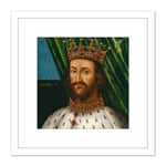 British Henry II King Portrait 8X8 Inch Square Wooden Framed Wall Art Print Picture with Mount