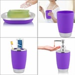 4 pièces/ensemble accessoires de costume de salle de bain comprend une tasse porte-brosse à dents distributeur de savon violet - Jeffergarden