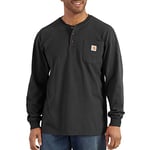 Carhartt Men's Loose Fit Heavyweight Long-Sleeve Pocket Henley T-Shirt, Black, S