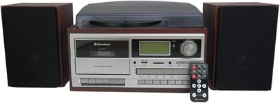 Hif-8892Dbt Mini Chaîne Hi-Fi Avec Platine Vinyle Vintage 3 Vitesses 33/45/78, Radio Dab/Dab+/Fm, Lecteur Cd/Cdr/Cdrw/Cd-Mp3, Cassette, Bluetooth, Usb/Carte Sd, Télécommande, Bois