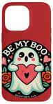 Coque pour iPhone 14 Pro Max Be my Boo Illustration fantôme Saint-Valentin