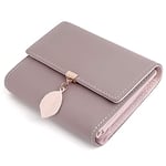 UTO Portefeuille Femme Porte-Monnaie Feuille Exquis Pendentif en PU Cuir 6 emplacements de Carte Mauve pâle