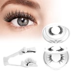 Magnetic Eyelashes Natural Look, Higu clace 2 Pairs Reusable Magnetic Lashes Without Eyeliner, Magnetic Eyelashes with Applicator and Instruction, No Glue Needed Lashes Magnetic, Easy to Use(Style AB)