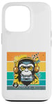 Coque pour iPhone 13 Pro Singe casque musique cassette vintage urbain coloré