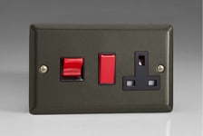 Varilight XP45PB 45A Cooker Switch + 13A Socket, 2 pole, classic graphite 21