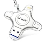 iDiskk 128GB lightning USB Photo Stick for iPhone 4 in 1 iPhone Photo stick,Backup storage for iPhone work with latest iPhone 15/14/13/12/11 and USB-C device Mac and PC