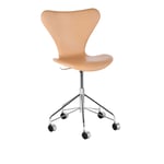 Fritz Hansen - 3117 Sjuan - Helklädd, Läder, Natural - Kontorsstolar - designer_arne_jacobsen - Svart