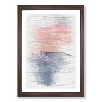 Big Box Art Swiss Mountain Sketch Framed Wall Art Picture Print Ready to Hang, Walnut A2 (62 x 45 cm)