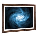 Big Box Art Framed Print of Blue Abstract Fractal (7) Design | Wall Art Picture | Home Decor for Kitchen, Living, Dining Room, Bedroom, Hallway, Office, Walnut, A2 / 24.5x18 Inch / 62x45cm