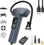 Compresseur à Air Portatif 150 PSI Sans Fil,Gonfleur Pneus Voiture Rechargeable,MINI Pompe à Vélo Electrique,Brise Vitre et Coupe-Ceinture,Batterie Externe,Écran LCD,Arrêt Automatique.[V621]