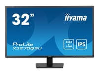 iiyama ProLite X3270QSU-B1 - Écran LED - 32" (31.5" visualisable) - 2560 x 1440 WQHD @ 100 Hz - IPS - 250 cd/m² - 1200:1 - 3 ms - 2xHDMI, DisplayPort - haut-parleurs - noir mat