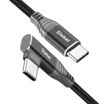 Câble USB C vers USB C Coudé 2M,PD 60W Charge Rapide Câble Type C 90 Degrés Nylon Tressé Compatible avec MacBook Pro iPad Pro 2020 2018 iPad Air 4 Galaxy S22 Ultra S21 S20 Note 20 Note 10