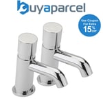 2 x Chrome Non-Concussive Basin Sink Tap Push Down Delay Self Close Closing