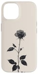 Coque pour iPhone 14 Rose Minimalisme Dessin à l'encre Art floral Esthétique