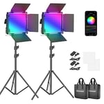 NEEWER Panneau LED 660, Pack de 2 Lampes réglables Depuis l'APP, Kit d'Eclairage Vidéo pour la Photographie,50W Dimmable Bi-Colore 3200K-5600K IRC97+