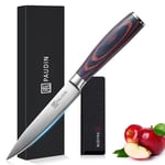 PAUDIN Utility Knife, Ultra Sharp Kitchen Knife 5 Inch, High Carbon German Stainless Steel Small Kitchen Knife with Wooden Handle, Small Knife Suitable for Home and Restaurant with Gift Box