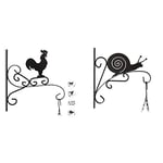 Relaxdays Crochet Mural pour Plantes Coq suspensions Pot de Fleurs & Crochet Mural pour Plantes Escargot suspensions Pot de Fleurs en métal décoration de Jardin HxlxP 30 x 28 x 2 cm, Noir