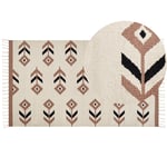 Tapis Kilim Réversible à Poil Ras 80 x 150 cm en Coton Beige et Noir Niavan