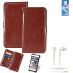 CASE FOR OnePlus Ace BROWN + EARPHONES FAUX LEATHER PROTECTION WALLET BOOK FLIP 