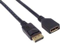 Rallonge Displayport M/F 1 M, Jusqu'À 10,8 Gbps, Compatible Avec Video Full Hd 1080P, Hdcp, Noir