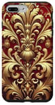 Coque pour iPhone 7 Plus/8 Plus Motif baroque rouge et beige royal