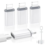 MoKo USB C to Lightning Adapter 4 Pack, Not for Audio/OTG, Lightning Male to USB C Female Adapter for iPhone 14/13/12/11/X Series, iPad/AirPods, Charging & Data Sync, with Anti-lost Loop, White