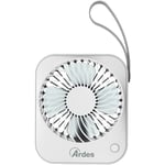 ARDES - AR5F03BT Mini Ventilateur de table TAURO - Mini ventilateur portable à piles avec prise USB - Poignée en simili cuir - Ventilateur personnel inclinaison réglable avec 4 pales - Diamètre 10 cm